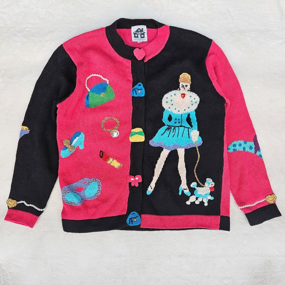 Storybook Knits Pink and Black Cardigan